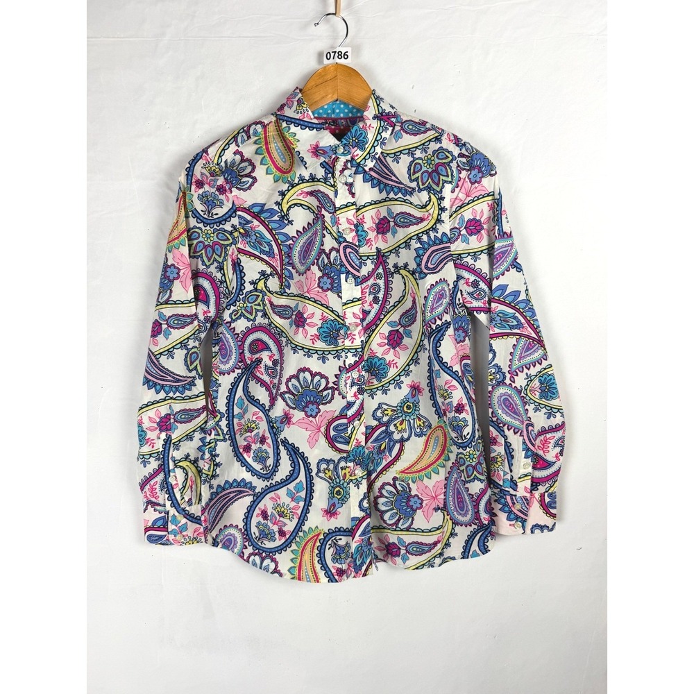 2/$30 NWT Talbots Multicolored Artsy Paisley Floral Button Down Shirt XS